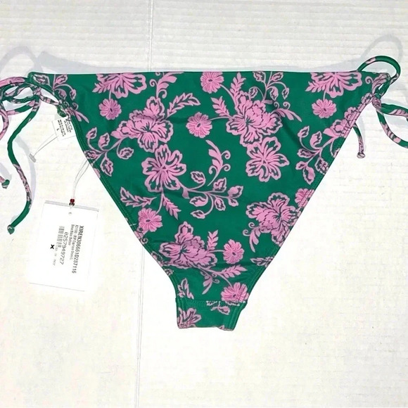 NEW Xirena Xwim Sims Bikini Swim Bottom Size Large Caprisyn Green Pink Floral - Picture 2 of 15
